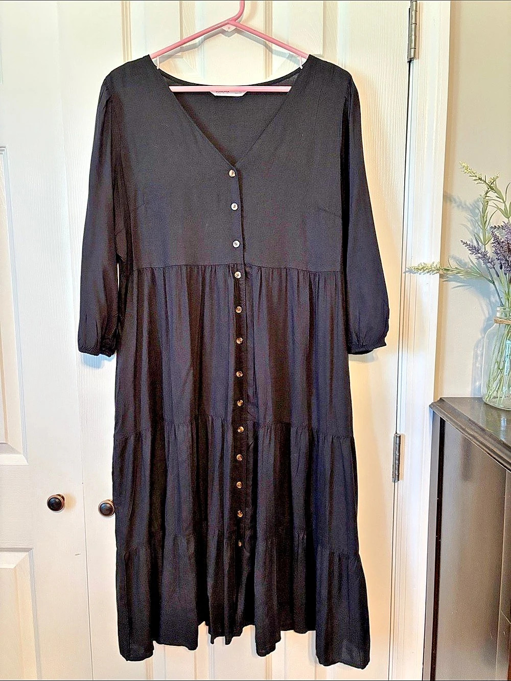 SONOMA Black Button Front Midi Dress Size Large